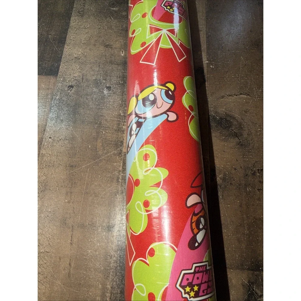 Vtg 2000 POWERPUFF GIRLS Christmas Wrapping Paper Roll 40 Sq Ft Toys R Us Excl